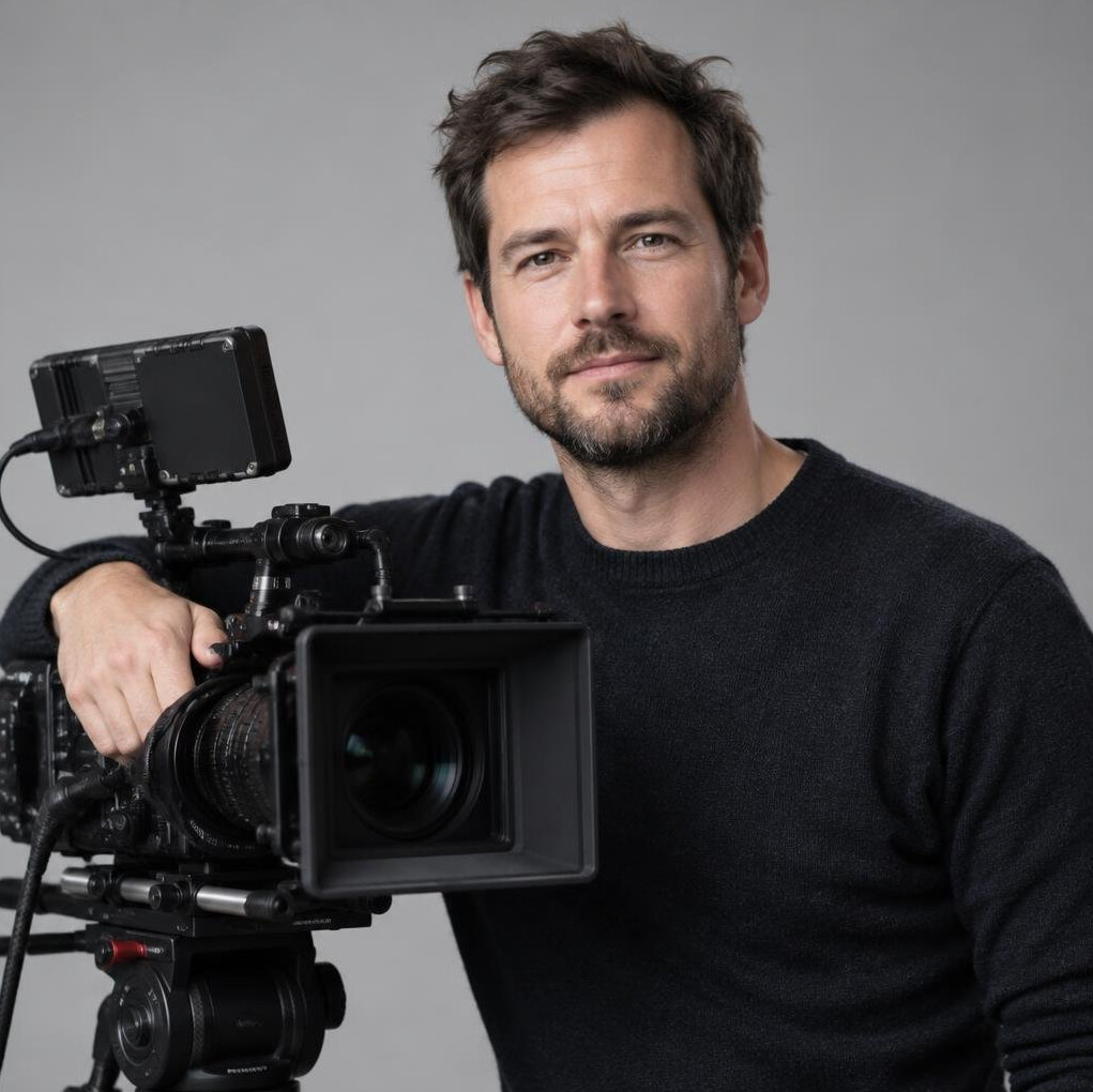 Portrait of a bearded man in a studio