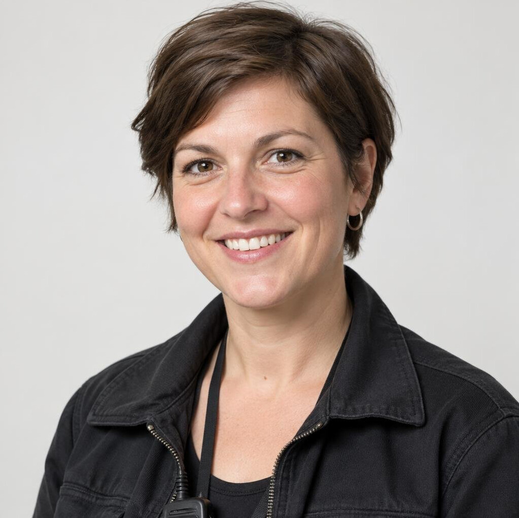 Portrait of a smiling woman in a studio